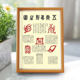 五岳真形图拓片挂画客厅中式装饰画家居桌面摆件创意实木摆台高清