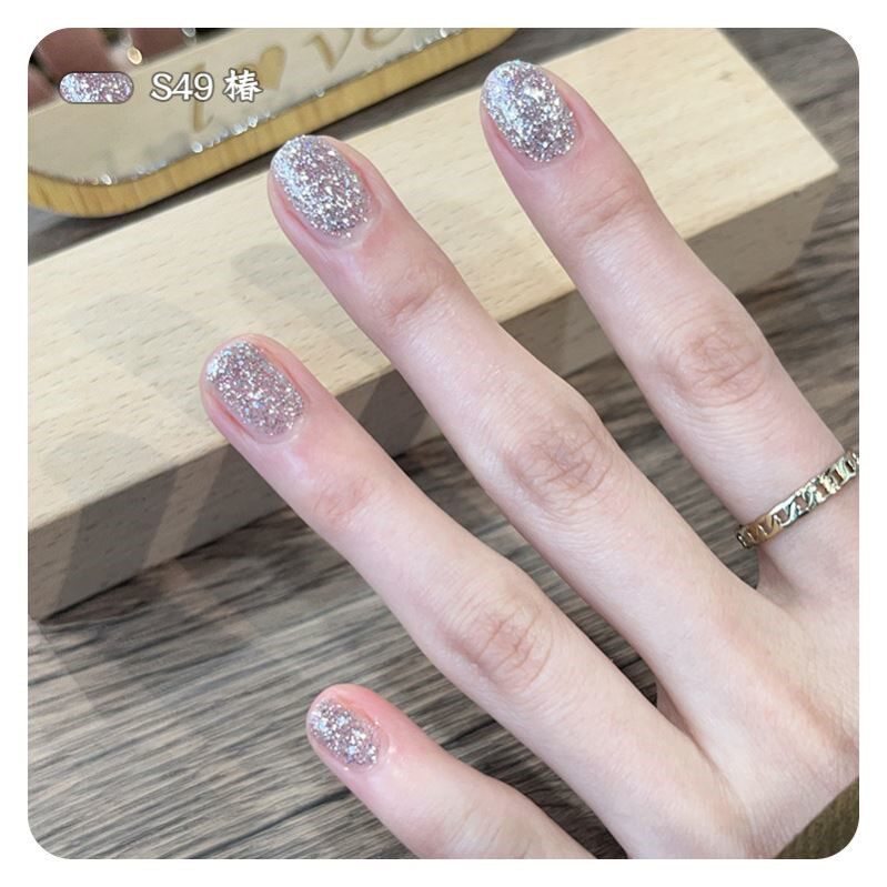 suto银色指甲油2025新款免烤快干持久女可撕春夏爆闪碎钻亮片脚趾