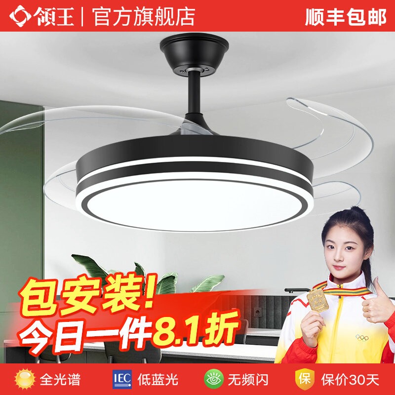 领王led风扇灯吊扇灯餐厅隐形静