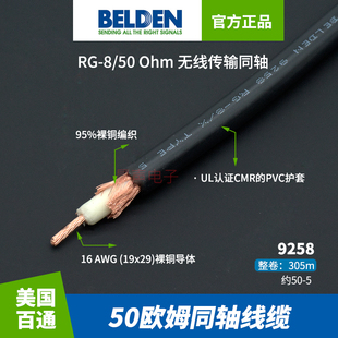 5天线馈线多股绞合纯铜 U同轴50欧电缆50 美国Belden9258百通RG