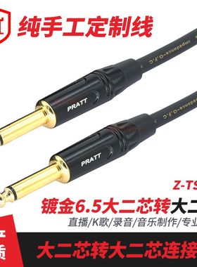 音王音频线PRATT黑色镀金6.5mm大二芯转大二芯话筒吉他乐器连接线