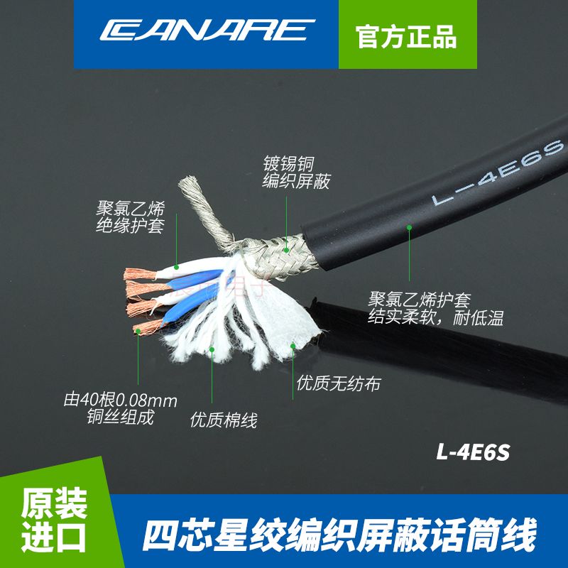 Canare/佳耐美L-4E6S四芯编织屏蔽话筒线4芯音频麦克风线信号进口