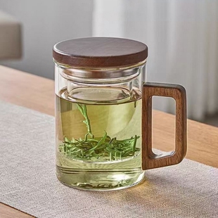 玻璃杯带盖茶水分离泡茶杯办公室专用杯子男士2025新款耐高温水杯