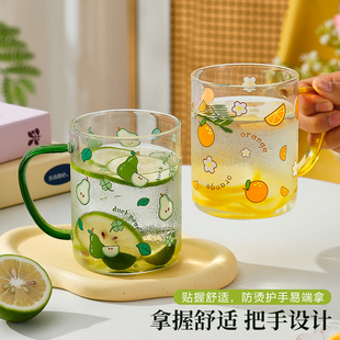 可爱卡通玻璃杯高硼硅耐高温吸管杯子ins高颜值咖啡杯水杯把手杯