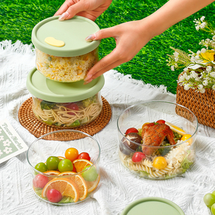 超轻玻璃饭盒可微波炉加热专用碗带盖密封小餐盒汤水果便当保鲜盒