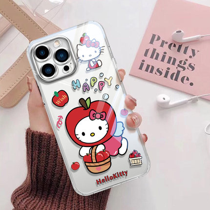 hellokitty适用苹果14Promax手机壳iPhone13卡通可爱12mini凯蒂猫11pm少女15甜美XS透明XR防摔X硅胶8plus软7P