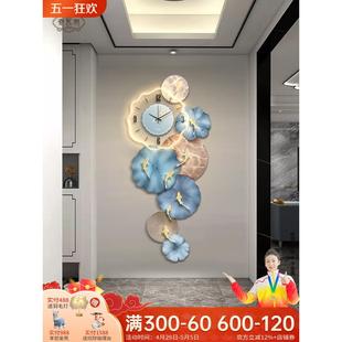 九鱼画挂钟入口装饰画无障碍豪华高端钟客厅Led灯画走廊过道挂画