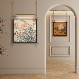 简约现代兰花带灯挂画高级感书房卧室客厅餐厅玄关装饰画双联氛