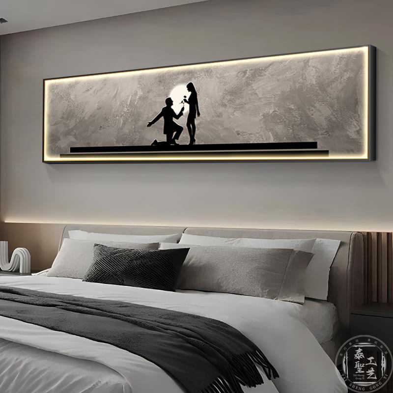 抽象人物卧室装饰画高级感发光主卧房间挂画现代简约酒店床头壁画