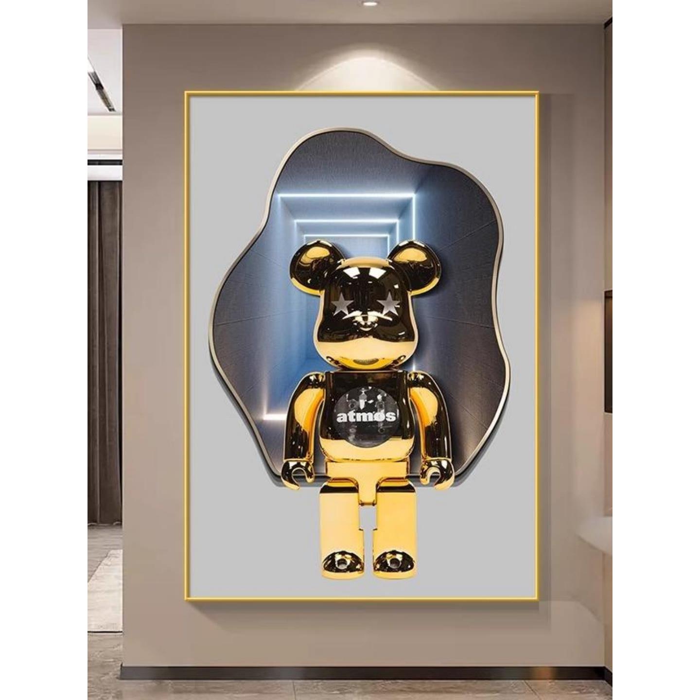 芬兰kaws潮牌暴力熊挂画玄关装饰画现代简约新款客厅画背景墙壁画