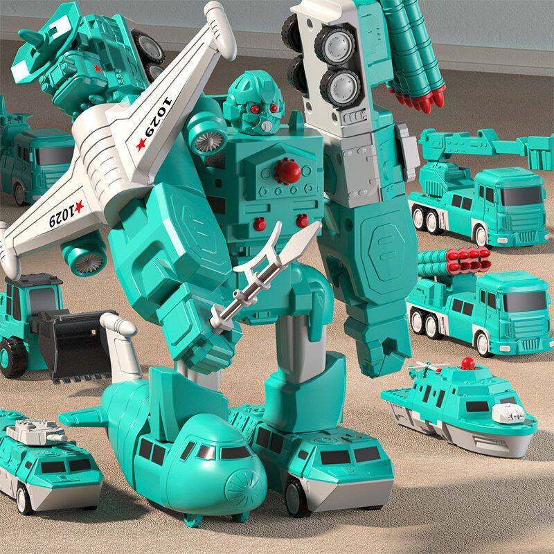 可磁吸机器人百变磁力变形工程车拼装积木儿童小男孩玩具网红益智