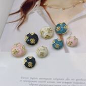 饰日韩版 高档金属手缝扣新款 小香风百搭大衣风衣装 镶钻彩绘钮扣