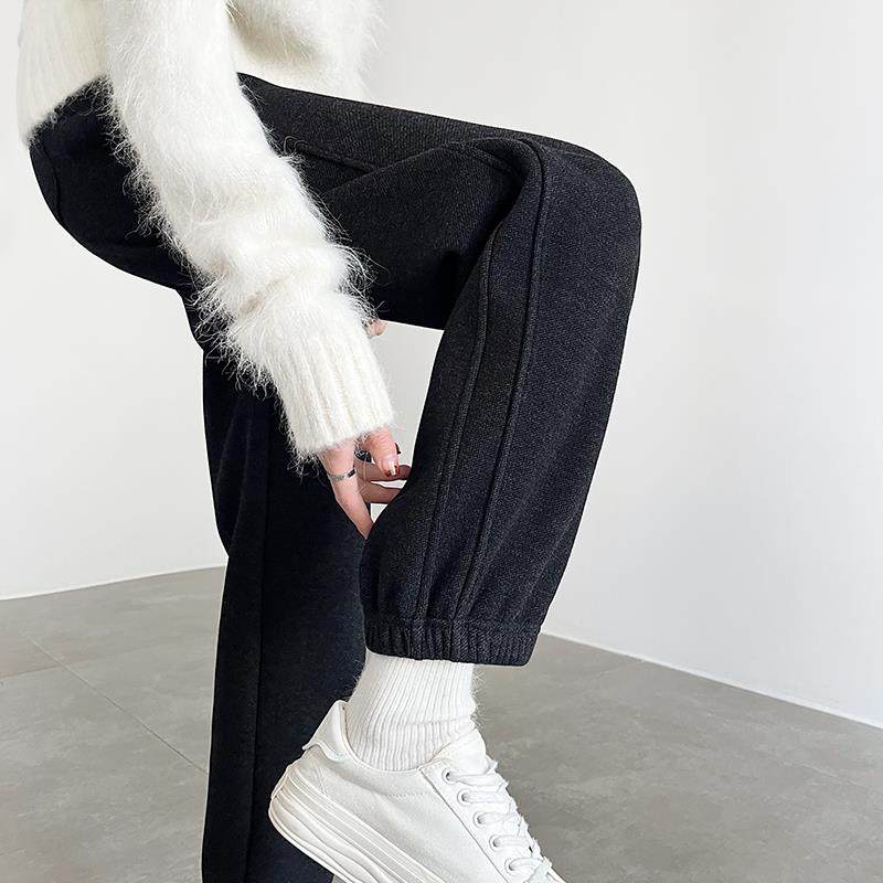 羊毛加绒裤子女冬季2024新款百搭哈伦卫裤休闲直筒收口束脚运动裤,女装/女士精品,休闲裤,淘宝优惠券,粉丝福利购,淘宝优惠卷