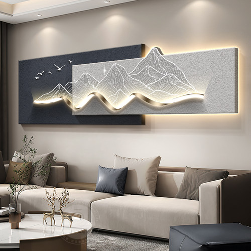 轻奢背有靠山沙发背景墙装饰画2025新款山水画客厅挂画高级感壁画