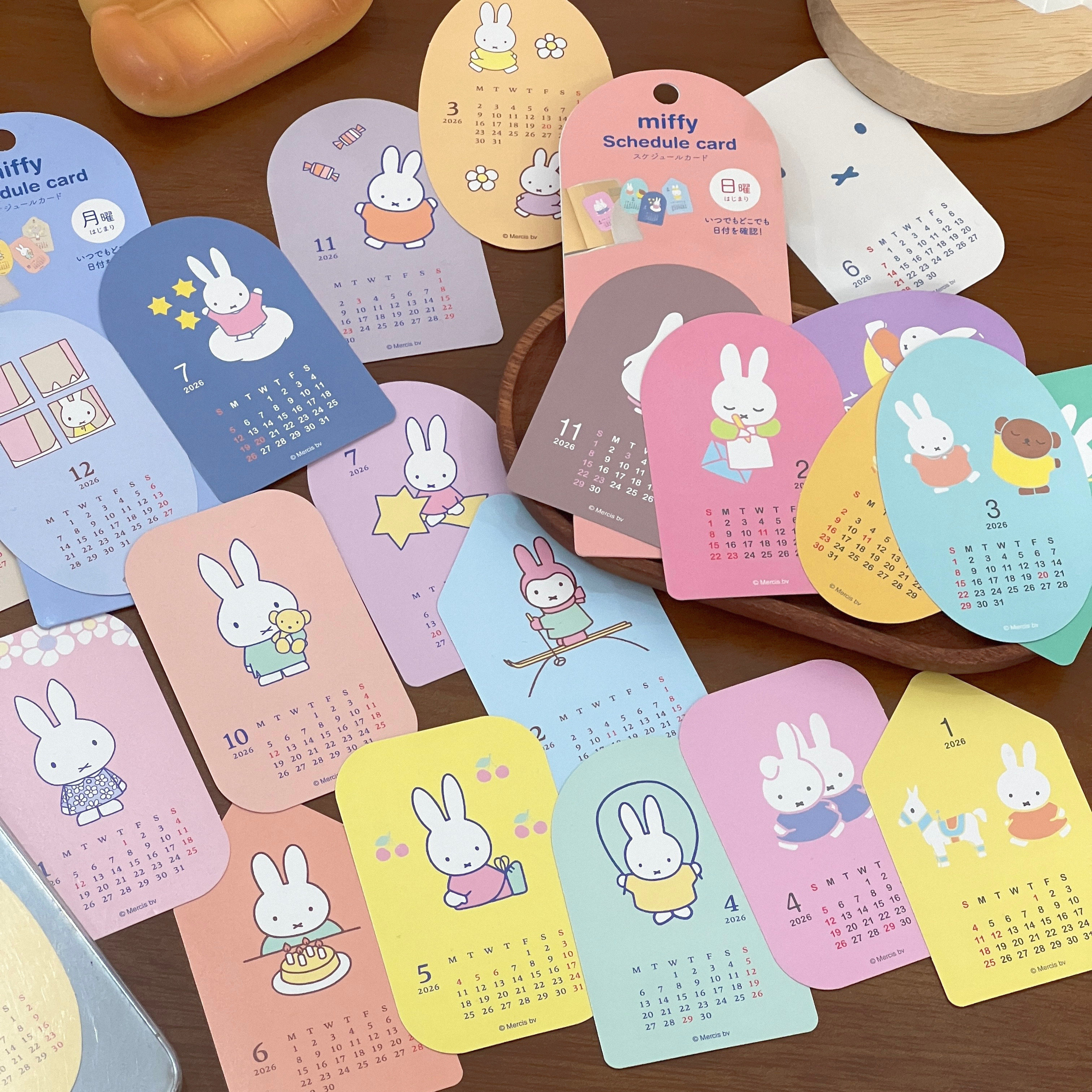 2026新款日系米菲兔卡片式日历12个月份高颜值挂历多功能便签夹
