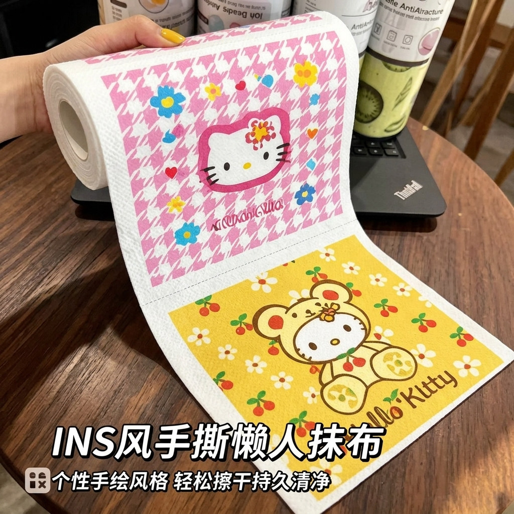 KT周抛抹布厨房专用卡通懒人一次性手撕抹布吸水洗碗百洁布清洁布