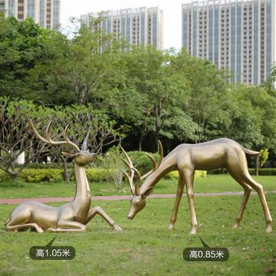 玻璃钢动物抽象鹿雕塑园林景观小品户外花园草坪装饰梅花鹿大摆件