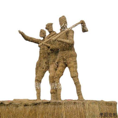 草编艺术干稻草稻草人工艺品雕塑稻草人动物卡通人物编织手工植物