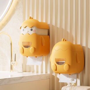 卡通卫生间纸巾盒壁挂式多功能收纳厕纸盒防水免打孔抽纸盒卷纸架