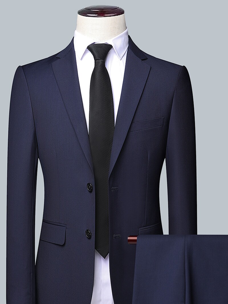 MENS SUIT SUIT BUSINESS PROFESSIONAL FORMAL WEAR KOREAN VERSION SLIM SOLID COLOR CASUAL PROFESSIONAL PLUS SIZE SUIT TWO-PIECE JACKET