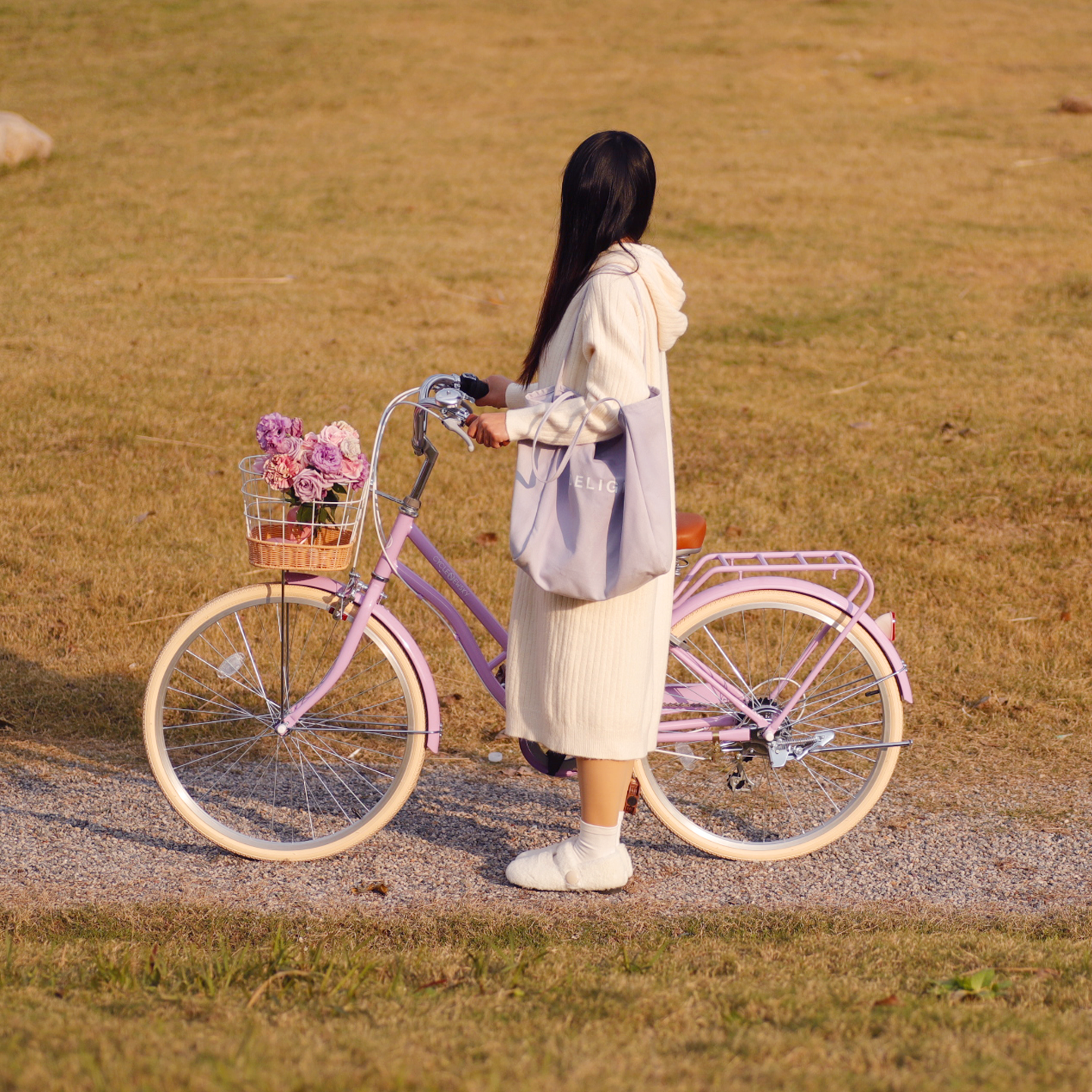 纽斯加普通自行车女士款通勤车成人轻便城市骑成年24复古式带车筐