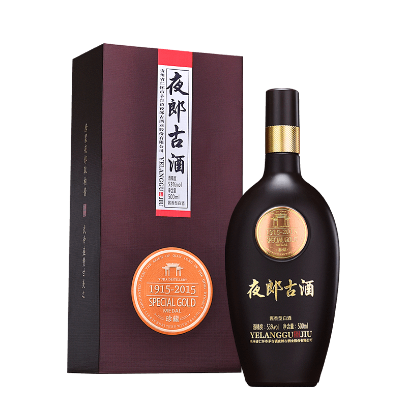 夜郎古酒大金奖珍藏款酱香型53度白酒500ml单瓶装纯粮食礼盒送礼