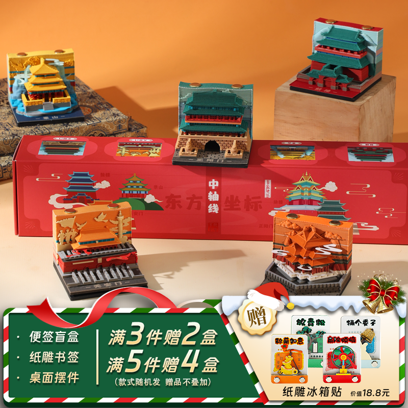 北京中轴线3D立体纸雕手撕便签本