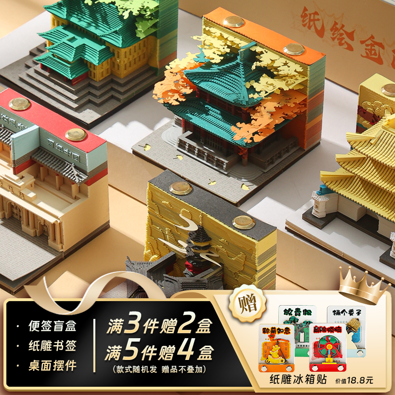 南京3d立体纸雕日历便签手撕便签盲盒台历纸绘金陵鸡鸣寺创意文创,文具电教/文化用品/商务用品,立体便签/3D纸雕,淘宝优惠券,粉丝福利购,淘宝优惠卷