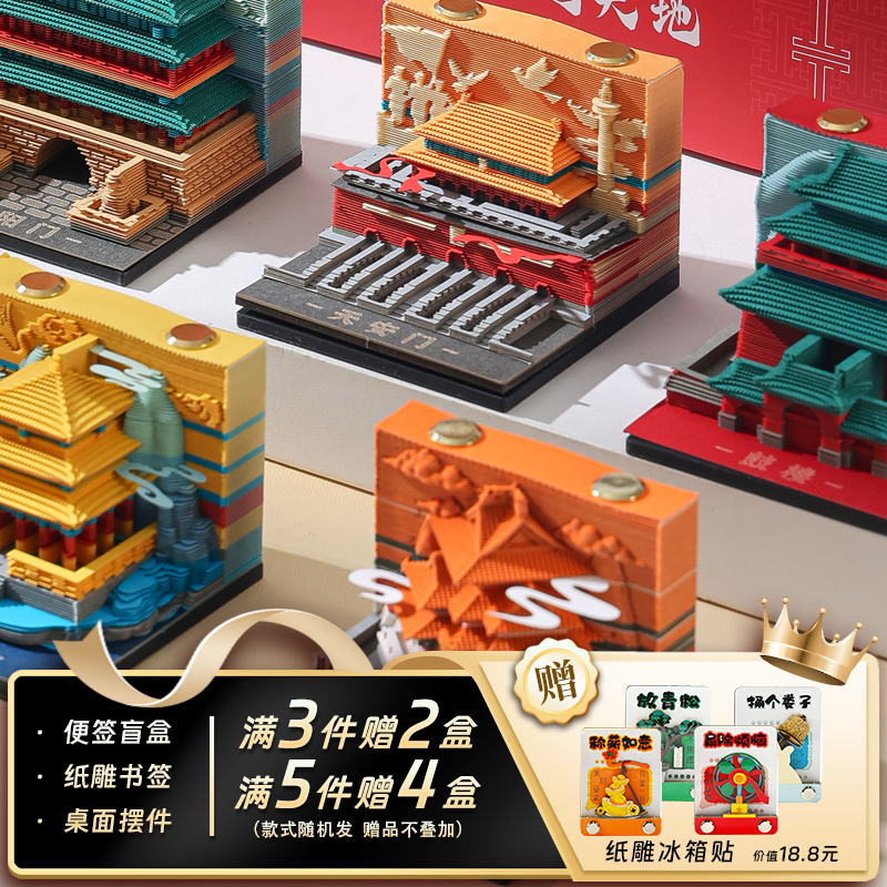 北京中轴线3d立体2026年纸雕日历便签手撕北京天安门文创纪念礼品,文具电教/文化用品/商务用品,立体便签/3D纸雕,淘宝优惠券,粉丝福利购,淘宝优惠卷