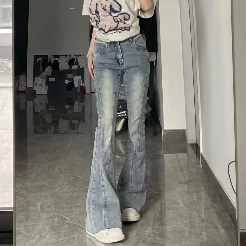 微喇牛仔裤女弹力新款浅