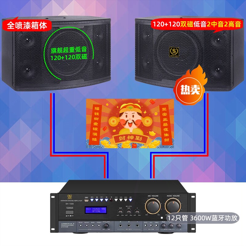 酒吧音箱SNSPAI笙派 家庭KTV音响套装家用一体机功放全套K歌户外