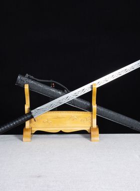 龙泉市刀剑高锰钢刻花墨龙唐横刀手工锻打影视冷兵器硬宝剑未开刃