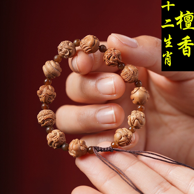 印度老山檀香木10mm十二生肖佛珠