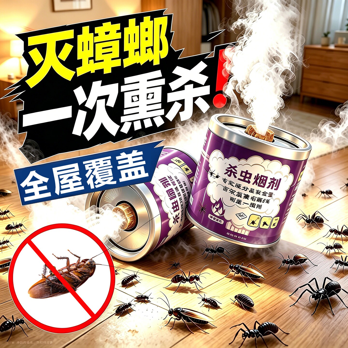 蟑螂药家用杀虫剂室内熏杀饭店餐厅全窝除蜚蠊神器一窝蚊虫苍蝇端
