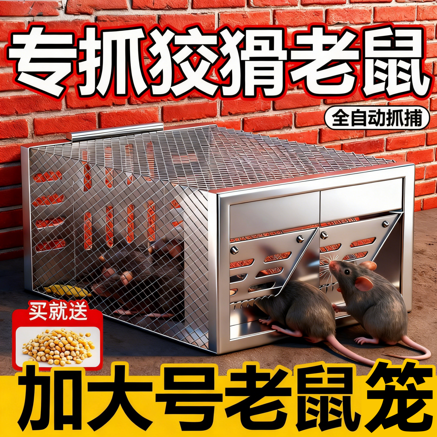 老鼠扑捉器捕鼠笼抓老鼠神器全自动连续捕鼠2026新款大号陷阱笼子,居家日用,灭鼠笼/捕鼠器,淘宝优惠券,粉丝福利购,淘宝优惠卷