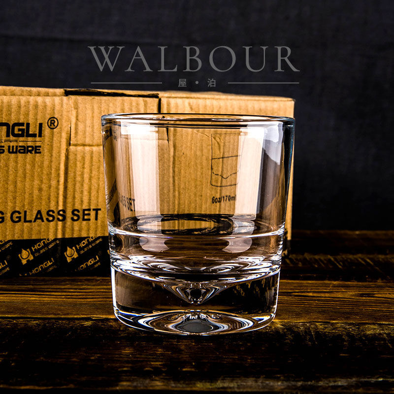 170ml威士忌纯饮杯网红啤酒杯白兰地玻璃高端厚底洋酒杯酒吧酒馆