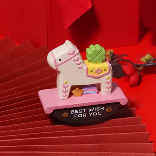 马上加薪礼盒套装马年吉祥物马年桌面摆件摇摇马装饰公司年会定制