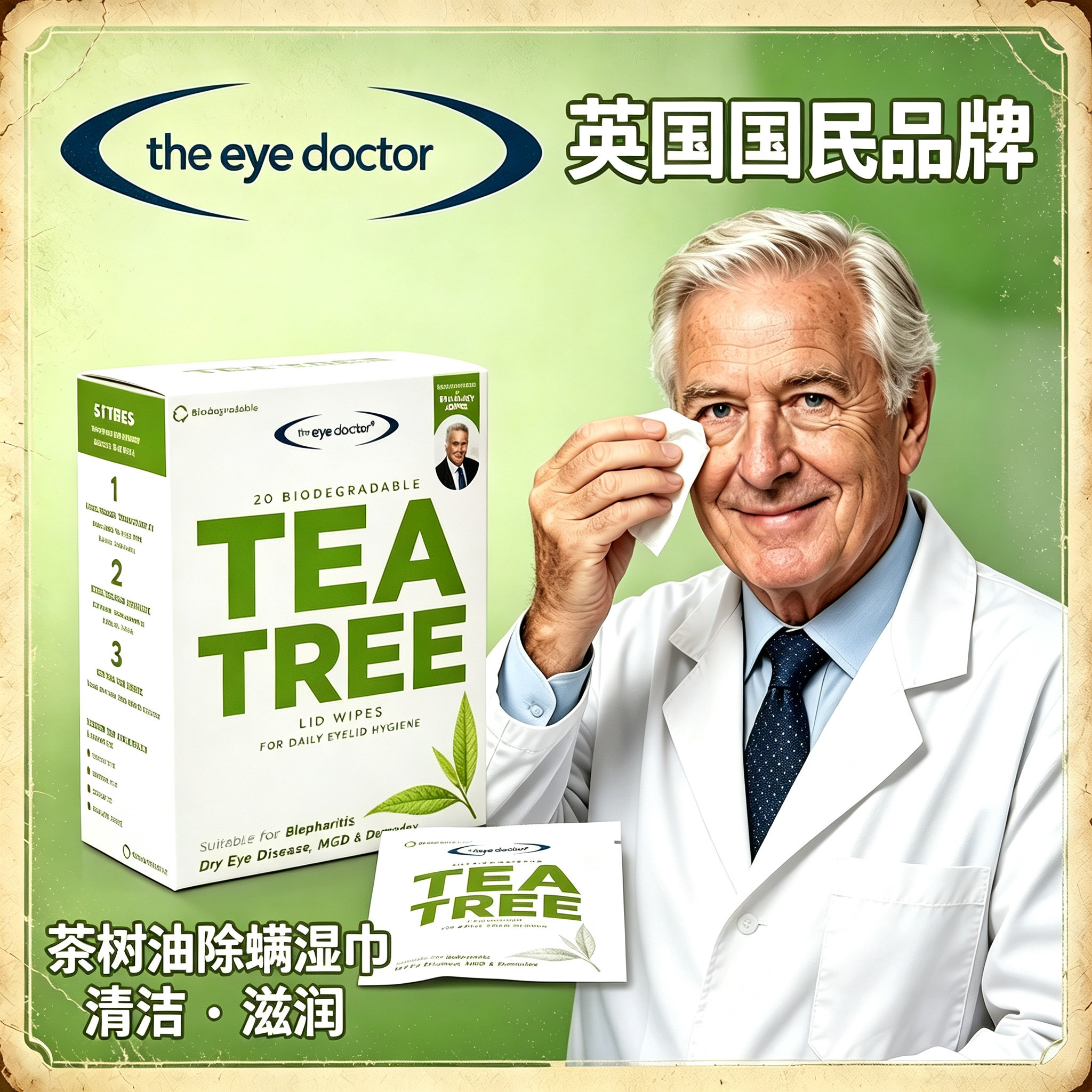 珍悦目茶树油湿巾干眼症专用止痒