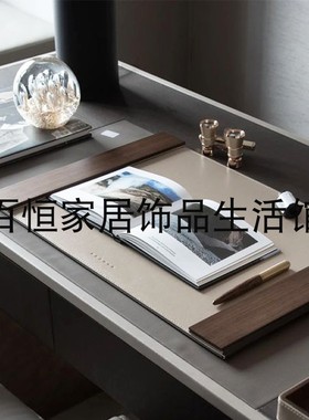 摄影主题样板间书房大书桌垫望远镜书籍水晶摆件软装饰品组合摆件