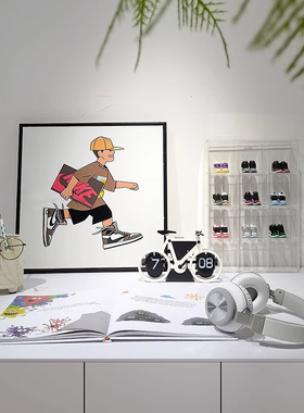 现代中式样板间儿童房运动主题篮球滑板鞋子男童桌面组合摆件饰品