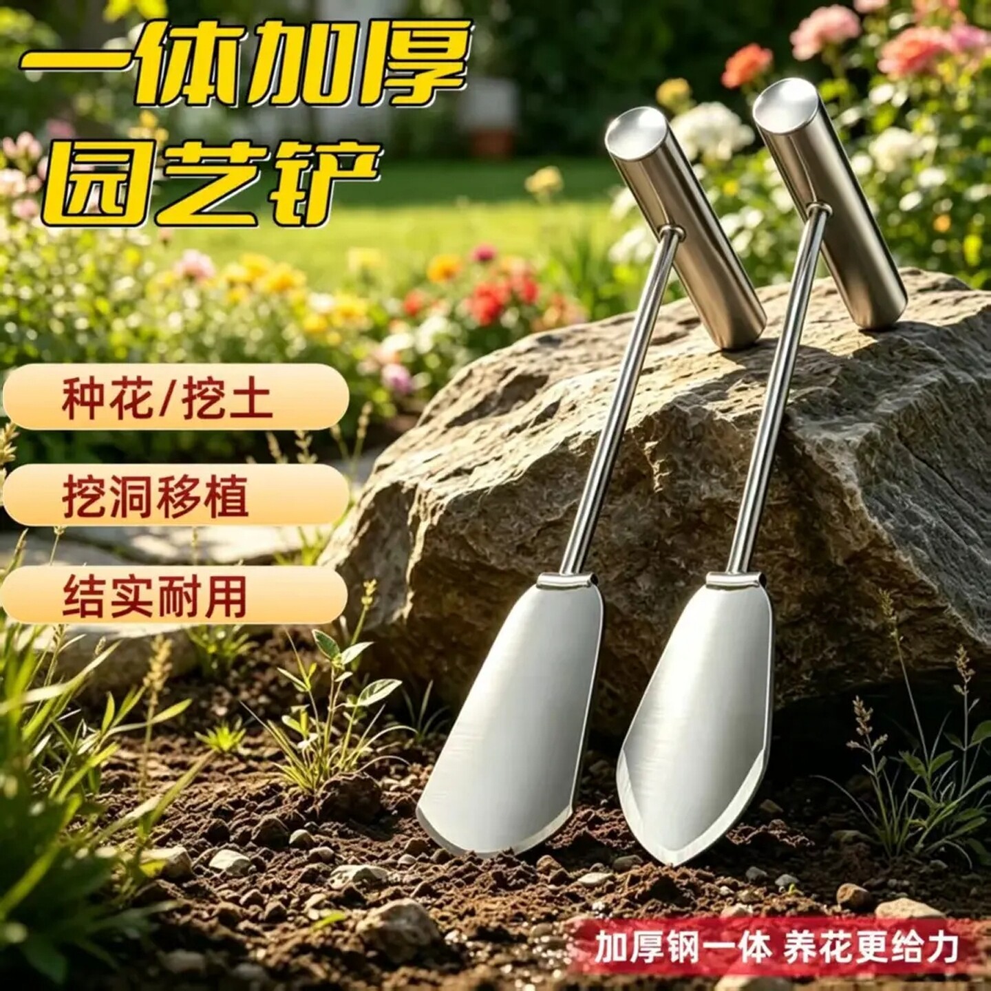 加厚不锈钢尖头铲园艺除草挖土