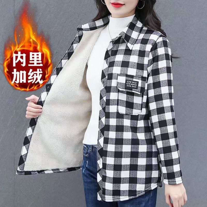 秋冬装加绒加厚保暖衬衫