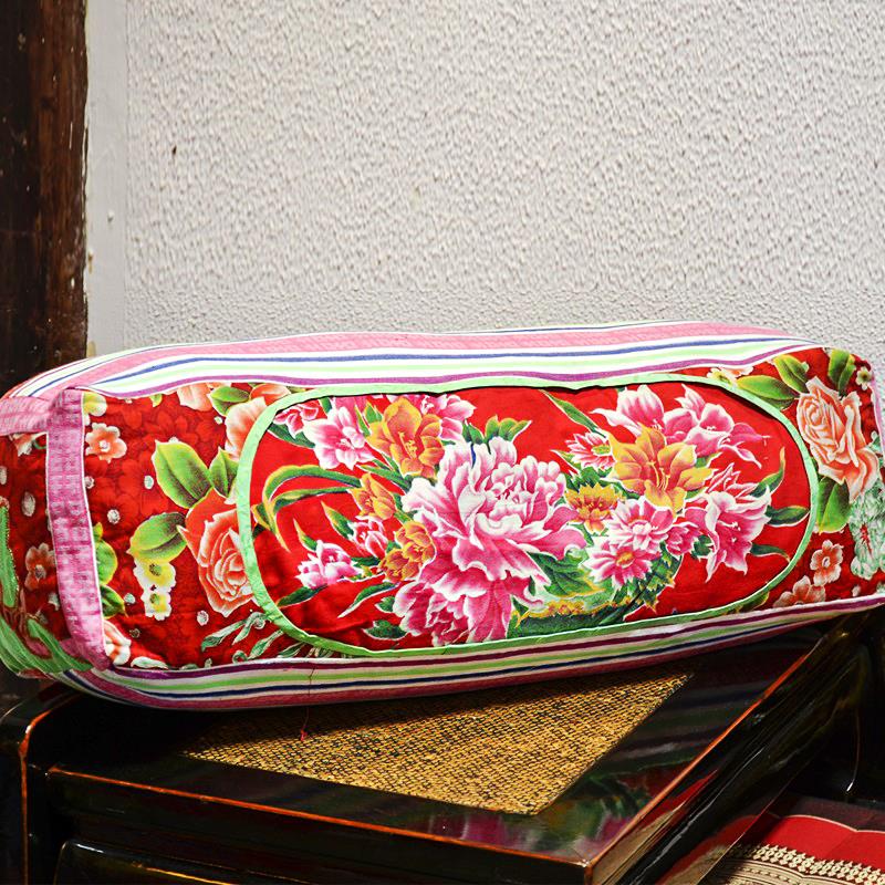 丹凤布艺中式老花布如意绣花方枕床头枕头沙发扶手方枕靠枕含芯子