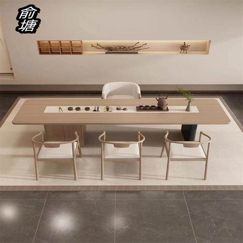 新中式实木茶桌椅组合现代轻奢白蜡木茶台功夫茶禅意茶馆泡茶桌子