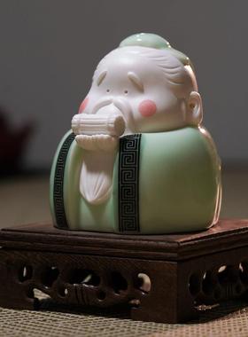 孔子陶瓷摆件可爱可爱孔夫子教师节礼物工艺品家居桌面装饰小摆设