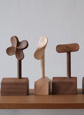 MUMO木墨 等风来 实木风车摆件办公室小饰品桌面阳台车载创意摆件