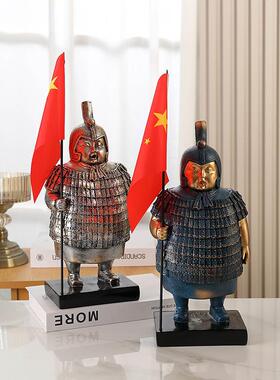 兵马俑摆件新中式家居饰品电视柜客厅玄关书架老板办公室蚊香架子