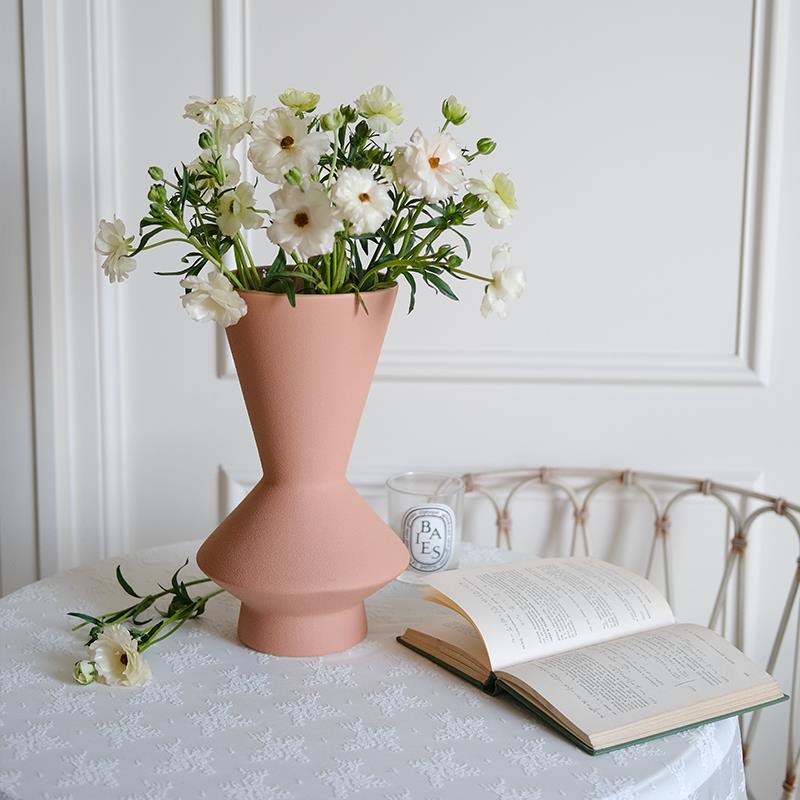 莫兰迪色粉色系少女公主设计师软装样板房北欧式台面花器陶瓷花瓶