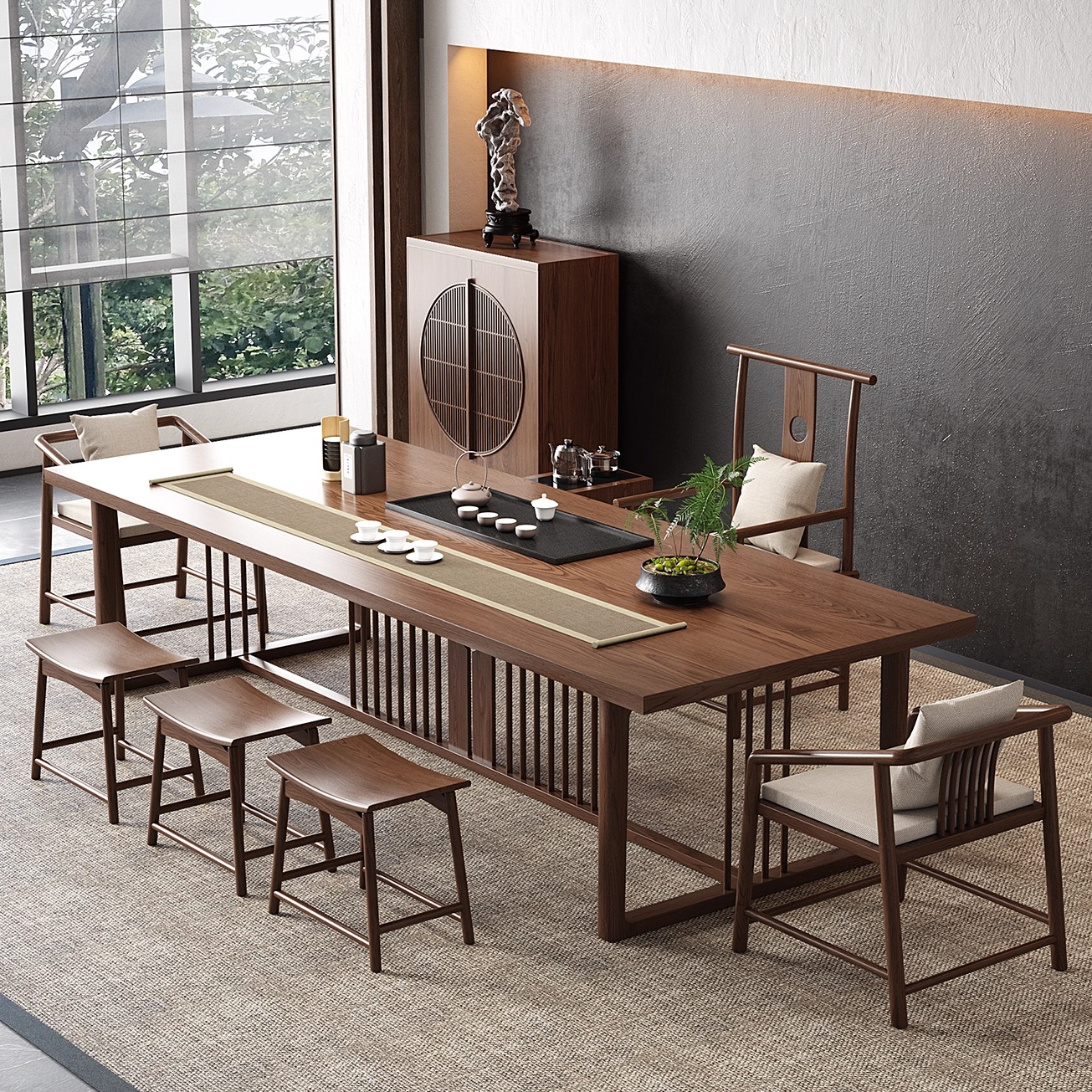 办公家用禅意茶室大板干泡茶台