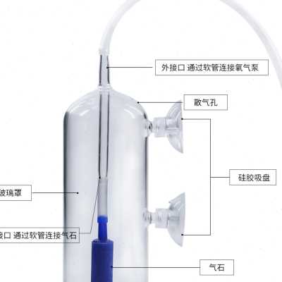 水族箱水草缸虾缸防止打氧气水沫气泡飞溅鱼缸氧气水晶玻璃溶氧器